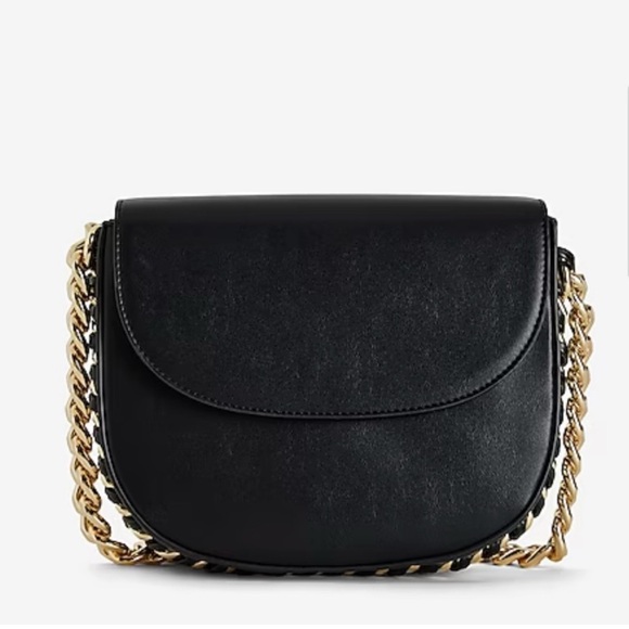 EXPRESS Woven Black/Gold Chain Frayme Style Flap Shoulder Bag NWOT - Picture 8 of 16